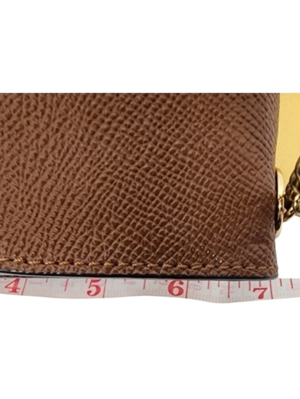 Coach Brown/Tan Leather Crossbody Phone Pouch Chain Strap Gold Hardware